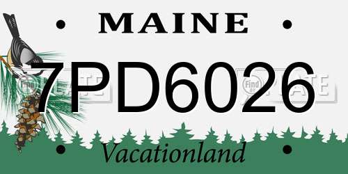 7PD6026 Maine License Plate
