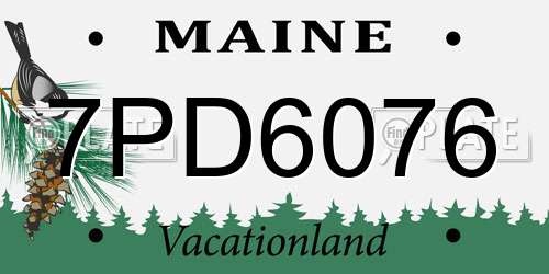 7PD6076 Maine License Plate