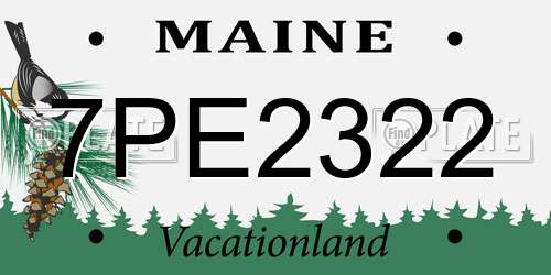 7PE2322 Maine License Plate