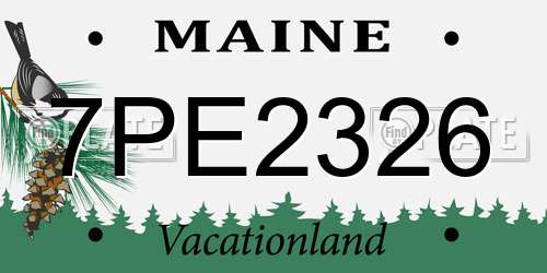 7PE2326 Maine License Plate
