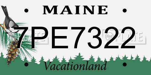 7PE7322 Maine License Plate
