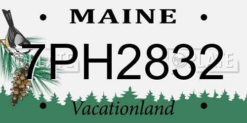 7PH2832 Maine License Plate