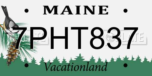 7PHT837 Maine License Plate