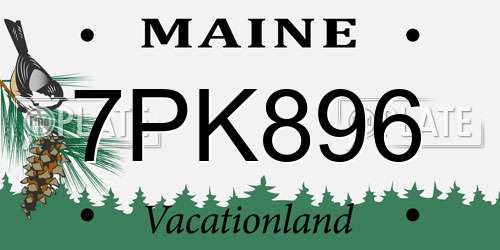 7PK896 Maine License Plate