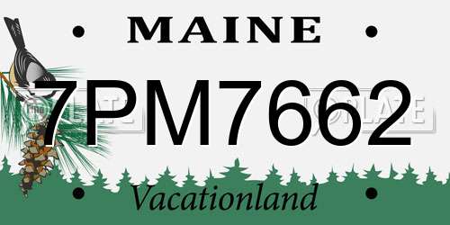 7PM7662 Maine License Plate