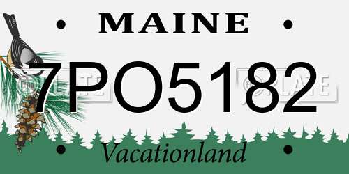 7PO5182 Maine License Plate