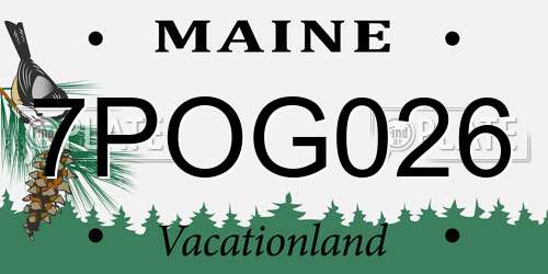 7POG026 Maine License Plate
