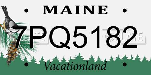 7PQ5182 Maine License Plate