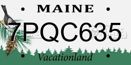 7PQC635 Maine License Plate