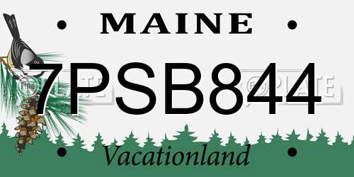 7PSB844 Maine License Plate