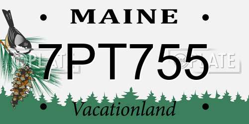 7PT755 Maine License Plate