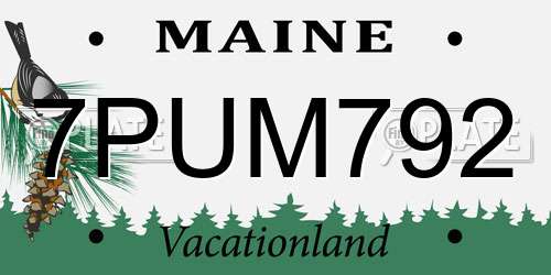 7PUM792 Maine License Plate