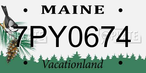 7PY0674 Maine License Plate