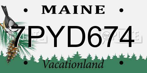 7PYD674 Maine License Plate