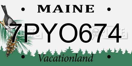 7PYO674 Maine License Plate