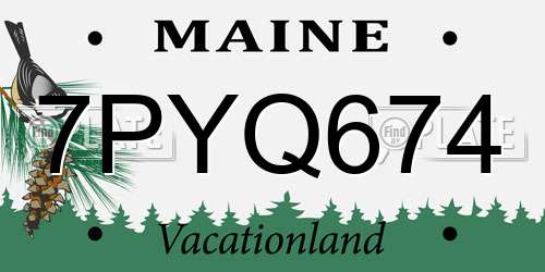 7PYQ674 Maine License Plate