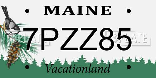 7PZZ85 Maine License Plate