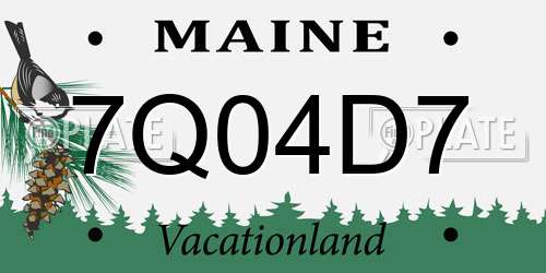 7Q04D7 Maine License Plate