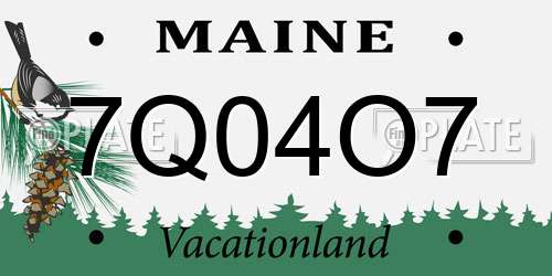 7Q04O7 Maine License Plate