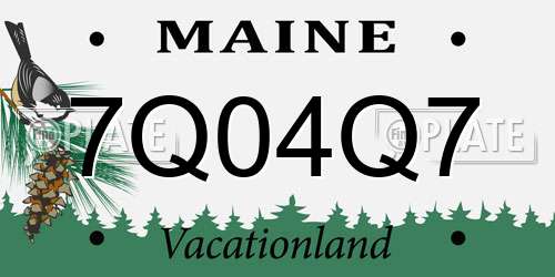 7Q04Q7 Maine License Plate