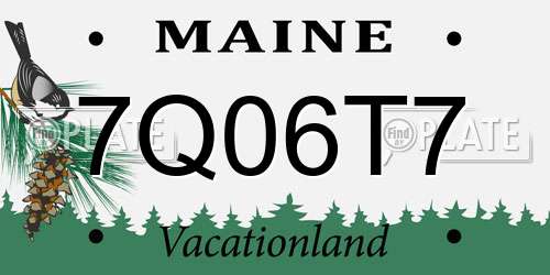 7Q06T7 Maine License Plate