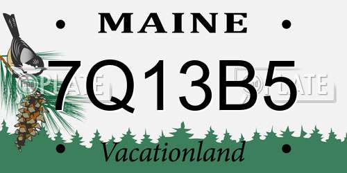 7Q13B5 Maine License Plate