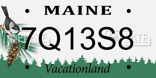7Q13S8 Maine License Plate