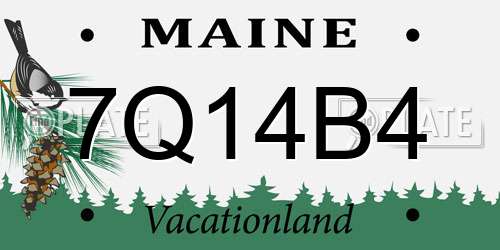 7Q14B4 Maine License Plate