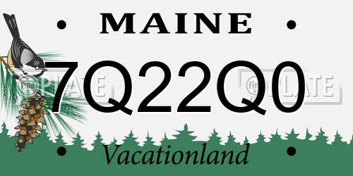7Q22Q0 Maine License Plate