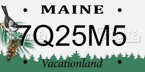 7Q25M5 Maine License Plate
