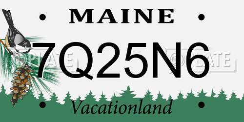 7Q25N6 Maine License Plate
