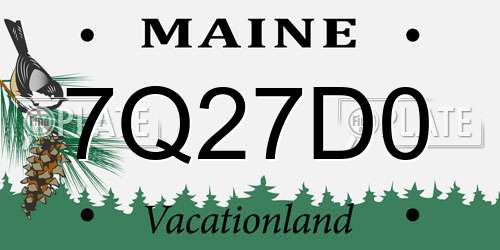7Q27D0 Maine License Plate