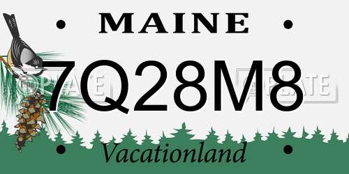7Q28M8 Maine License Plate