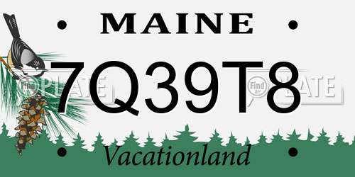 7Q39T8 Maine License Plate