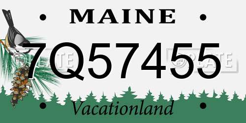7Q57455 Maine License Plate