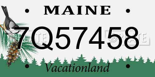 7Q57458 Maine License Plate