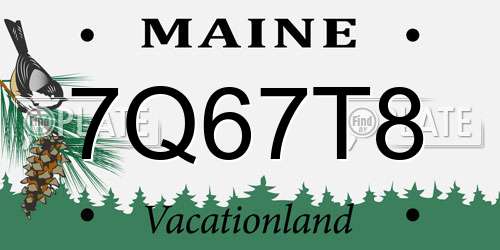 7Q67T8 Maine License Plate