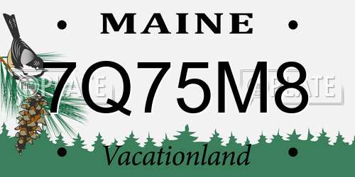 7Q75M8 Maine License Plate