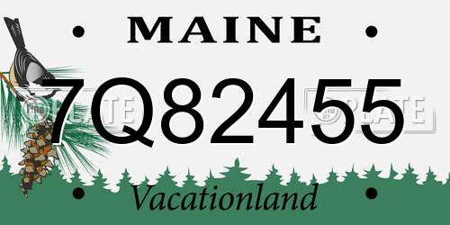 7Q82455 Maine License Plate
