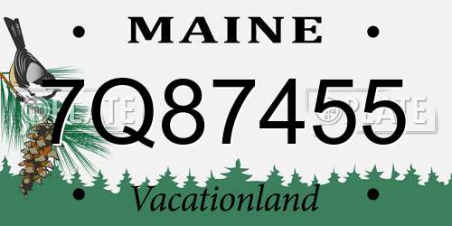 7Q87455 Maine License Plate