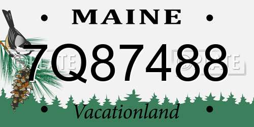 7Q87488 Maine License Plate