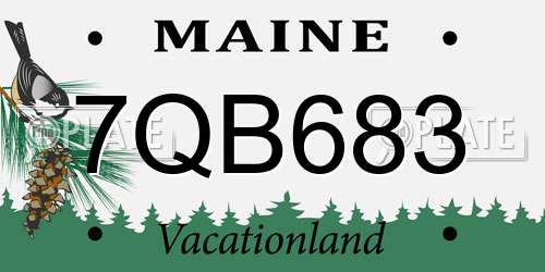 7QB683 Maine License Plate