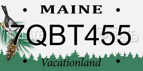 7QBT455 Maine License Plate