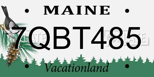7QBT485 Maine License Plate