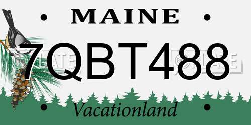 7QBT488 Maine License Plate