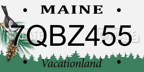 7QBZ455 Maine License Plate