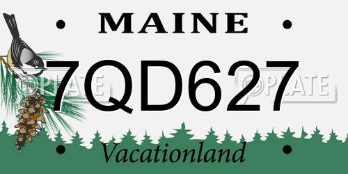 7QD627 Maine License Plate