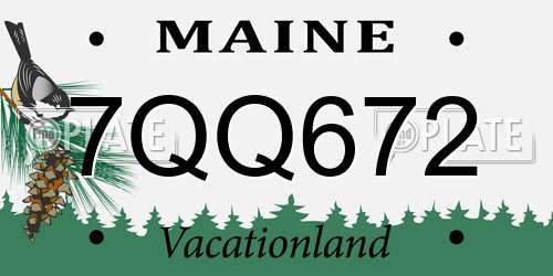 7QQ672 Maine License Plate