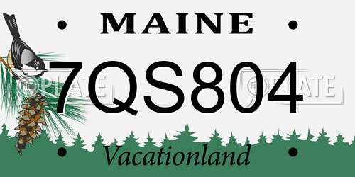 7QS804 Maine License Plate