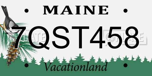 7QST458 Maine License Plate